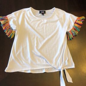 Girl’s Size M (10-12) white shirt w/fringe